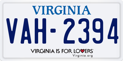 VA license plate VAH2394
