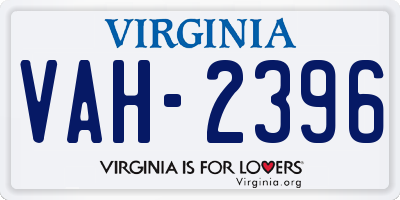 VA license plate VAH2396