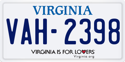 VA license plate VAH2398