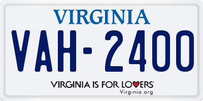 VA license plate VAH2400