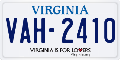 VA license plate VAH2410
