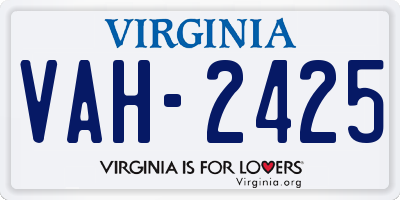 VA license plate VAH2425
