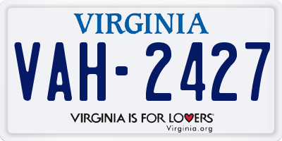 VA license plate VAH2427