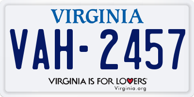 VA license plate VAH2457
