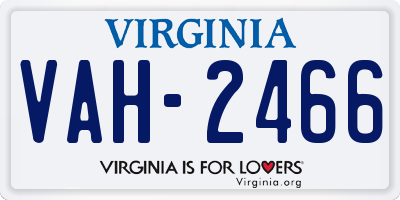 VA license plate VAH2466