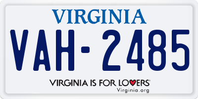 VA license plate VAH2485