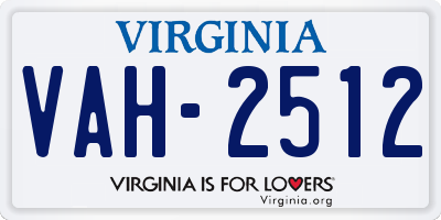 VA license plate VAH2512