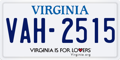 VA license plate VAH2515