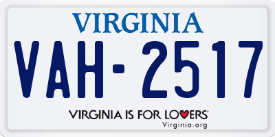 VA license plate VAH2517