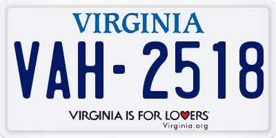 VA license plate VAH2518