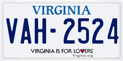 VA license plate VAH2524