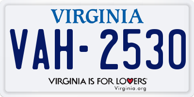 VA license plate VAH2530