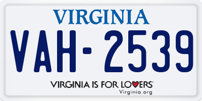 VA license plate VAH2539