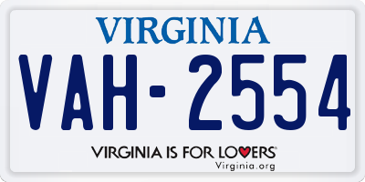 VA license plate VAH2554