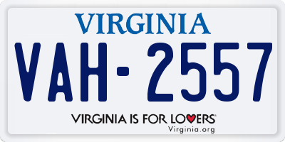 VA license plate VAH2557