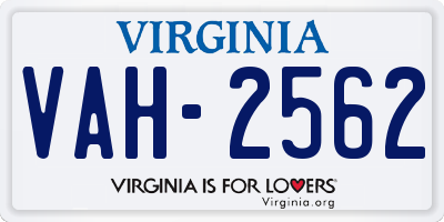VA license plate VAH2562