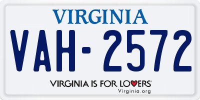 VA license plate VAH2572