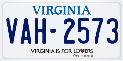 VA license plate VAH2573
