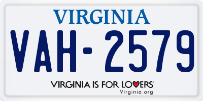 VA license plate VAH2579