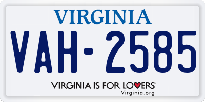 VA license plate VAH2585