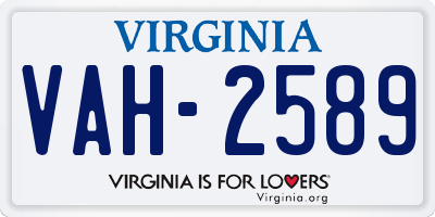VA license plate VAH2589