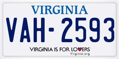 VA license plate VAH2593