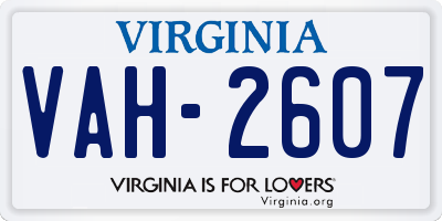 VA license plate VAH2607