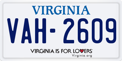 VA license plate VAH2609