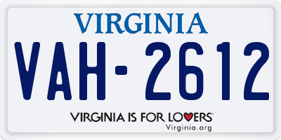 VA license plate VAH2612