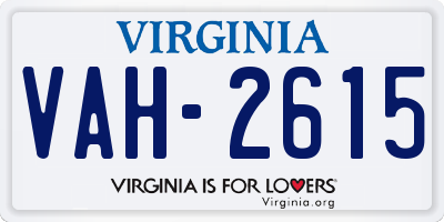 VA license plate VAH2615