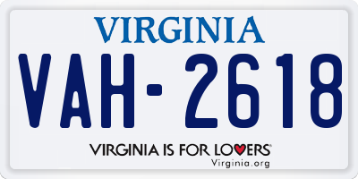 VA license plate VAH2618