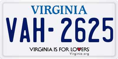 VA license plate VAH2625