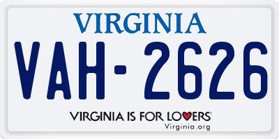 VA license plate VAH2626