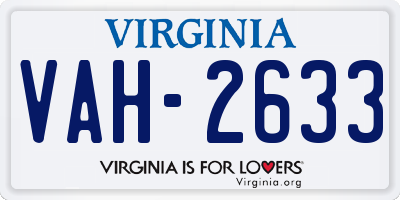 VA license plate VAH2633