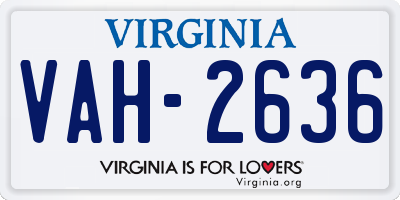 VA license plate VAH2636