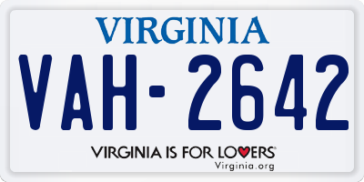 VA license plate VAH2642