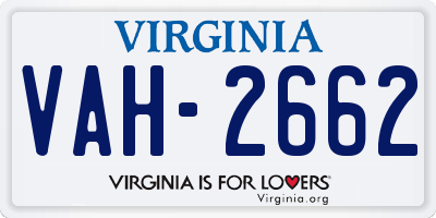 VA license plate VAH2662