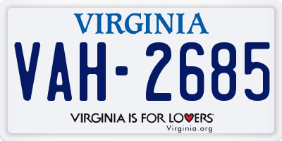 VA license plate VAH2685