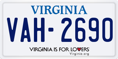VA license plate VAH2690