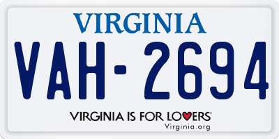 VA license plate VAH2694