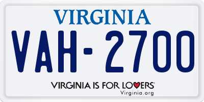 VA license plate VAH2700