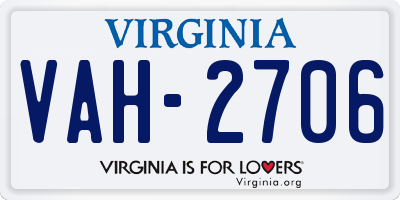 VA license plate VAH2706