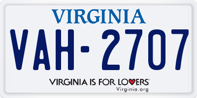 VA license plate VAH2707