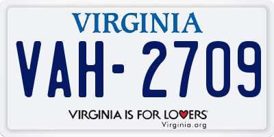 VA license plate VAH2709