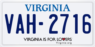 VA license plate VAH2716