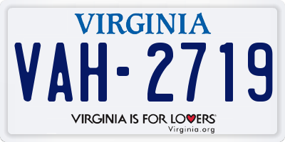 VA license plate VAH2719