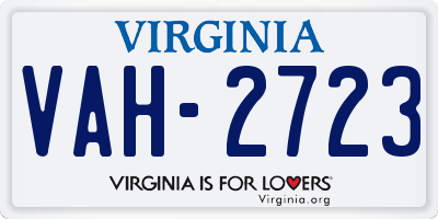 VA license plate VAH2723