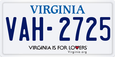 VA license plate VAH2725