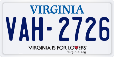 VA license plate VAH2726
