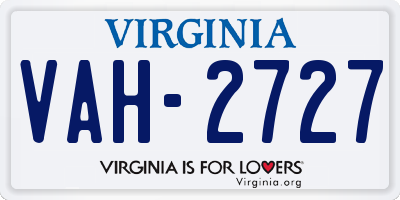 VA license plate VAH2727